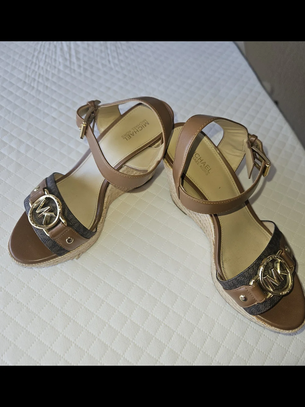 Michael Kors Brown Espadrille Wedge Sandals